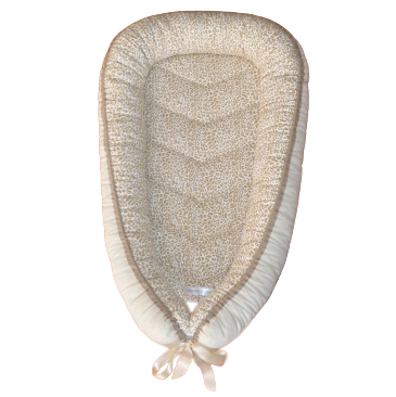 Babynest - Sand Leopard Print + Unbleached Cotton + Beige Trim - Image 5