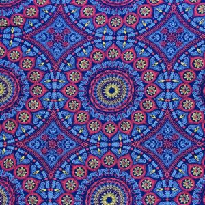 Burgundy & Mustard Medallion on Navy Blue ShweShwe