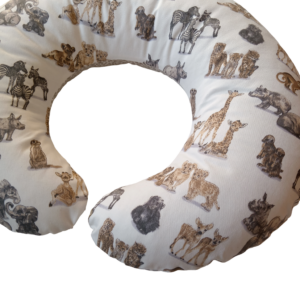 NEW Shape Feeding Pillow - Ready To Go - Baby Wild Animals + Grey Leopard Print