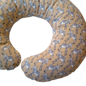 NEW Shape Feeding Pillow - Ready To Go - Sand Baby Zebra's + Grey Herringbone