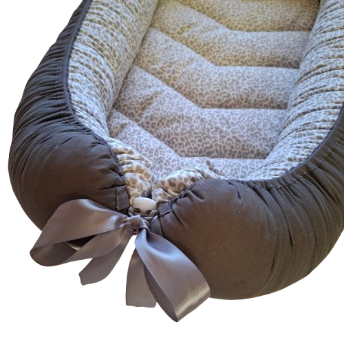 Babynest - Grey Leopard Print + Grey + Grey Trim - Image 5