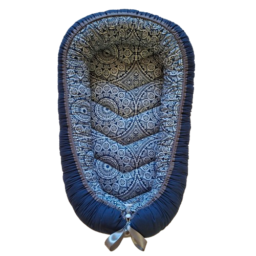 Babynest - African Navy Blue Medalloin ShweShwe + Navy + Grey trim - Image 6