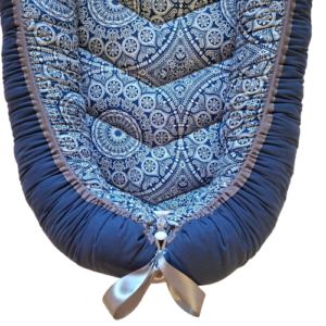 Babynest - African Navy Blue Medalloin ShweShwe + Navy + Grey trim