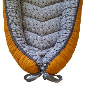 Babynest - Baby Zebras on Grey + Mustard + Grey Trim