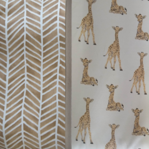 Babynest - Ready To Go! Baby Giraffes + Sand Herringbone + Beige Trim