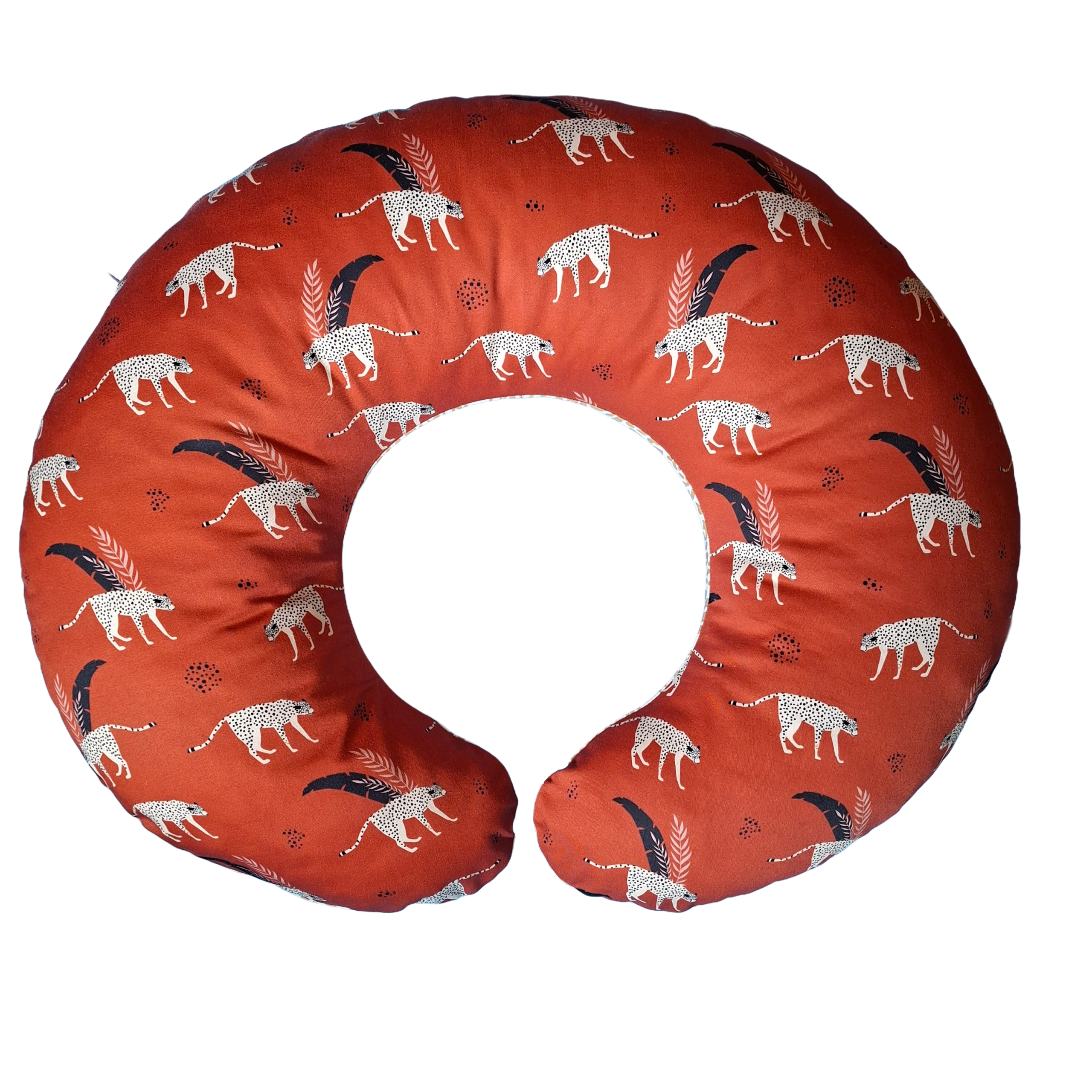 NEW Shape Feeding Pillow - Ready To Go - Cheetahs on Rust + Sand Leopard Print - Image 3